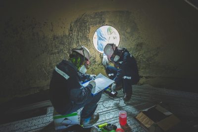 Male,Two,Worker,Inspection,Scan,Tank,Of,Rust,Thickness,Bottom